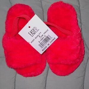 Vibrant Red Fuzzy Slides Toddler sz 6 NWT